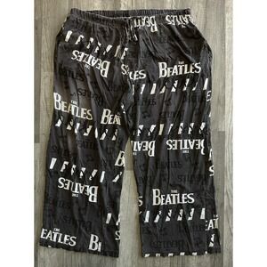 The Beatles Men's XL 100% Cotton Pajama Pants Black Music Graphic Drawstring